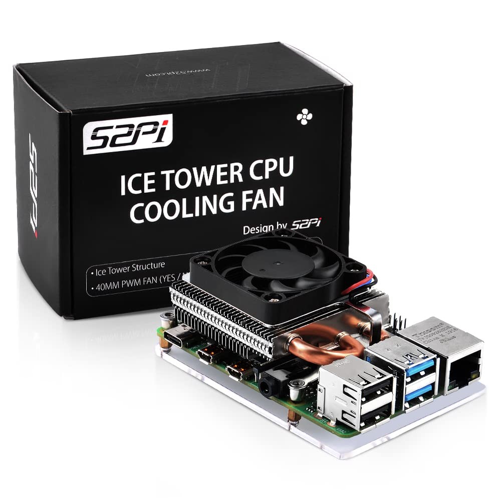 GeeekPi Fan for Raspberry Pi 4, Ultra Thin ICE Tower Cooler for Raspberry Pi, PW