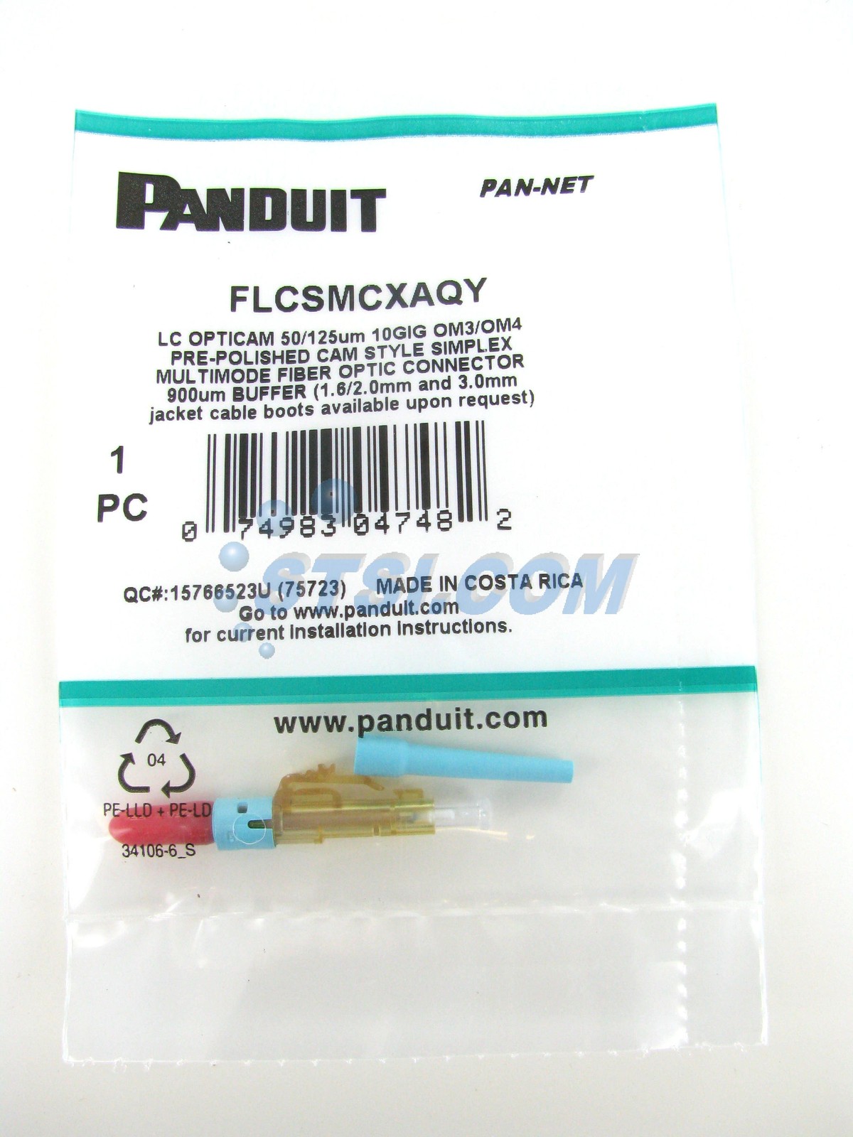 Panduit FLCSMCXAQY LC Simplex 10Gig OM3/OM4 Multimode 50um Fiber Connector ~STSI