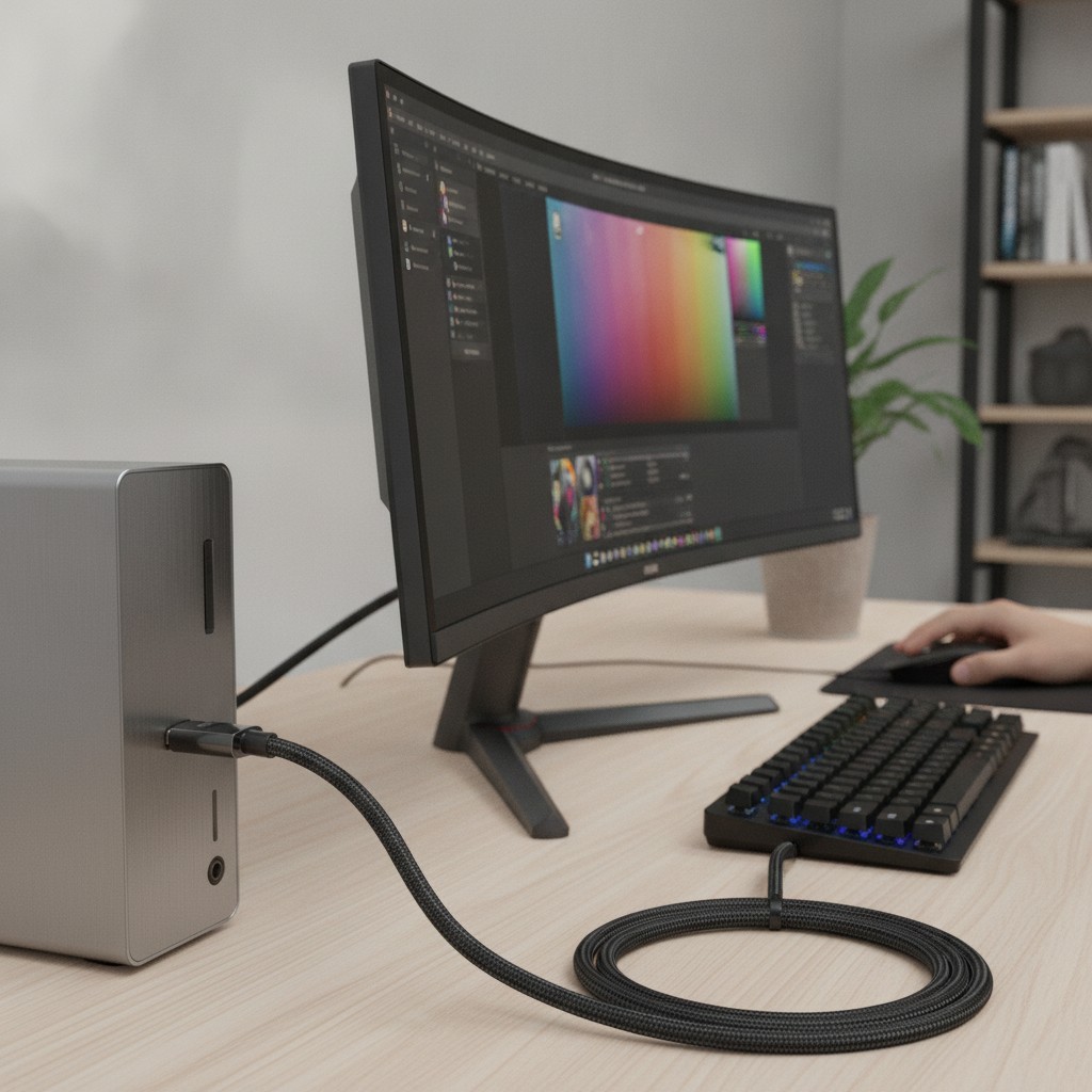 Durable 8K DisplayPort Cable 3.3FT - High Bandwidth for Gaming and Editing