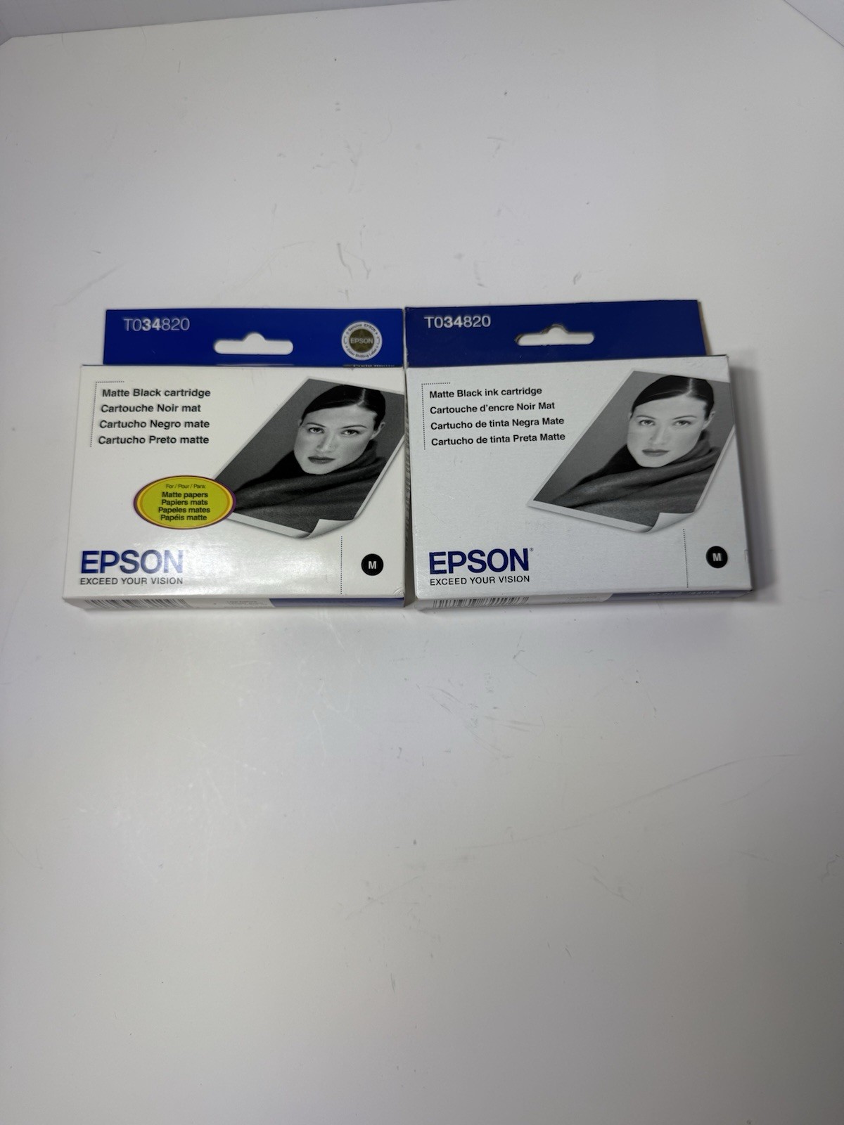 2 Genuine Epson T034820 Matte Black Ink Cartridges – Expired – Lot of 2