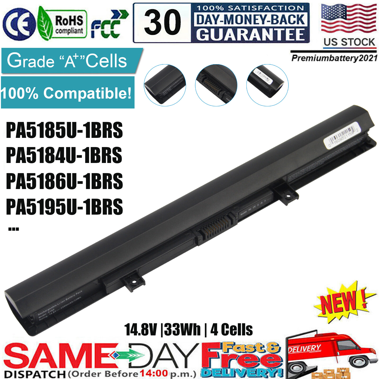 Replacement PA5185U-1BRS battery for Toshiba Satellite C55D Series C55-B 45wh