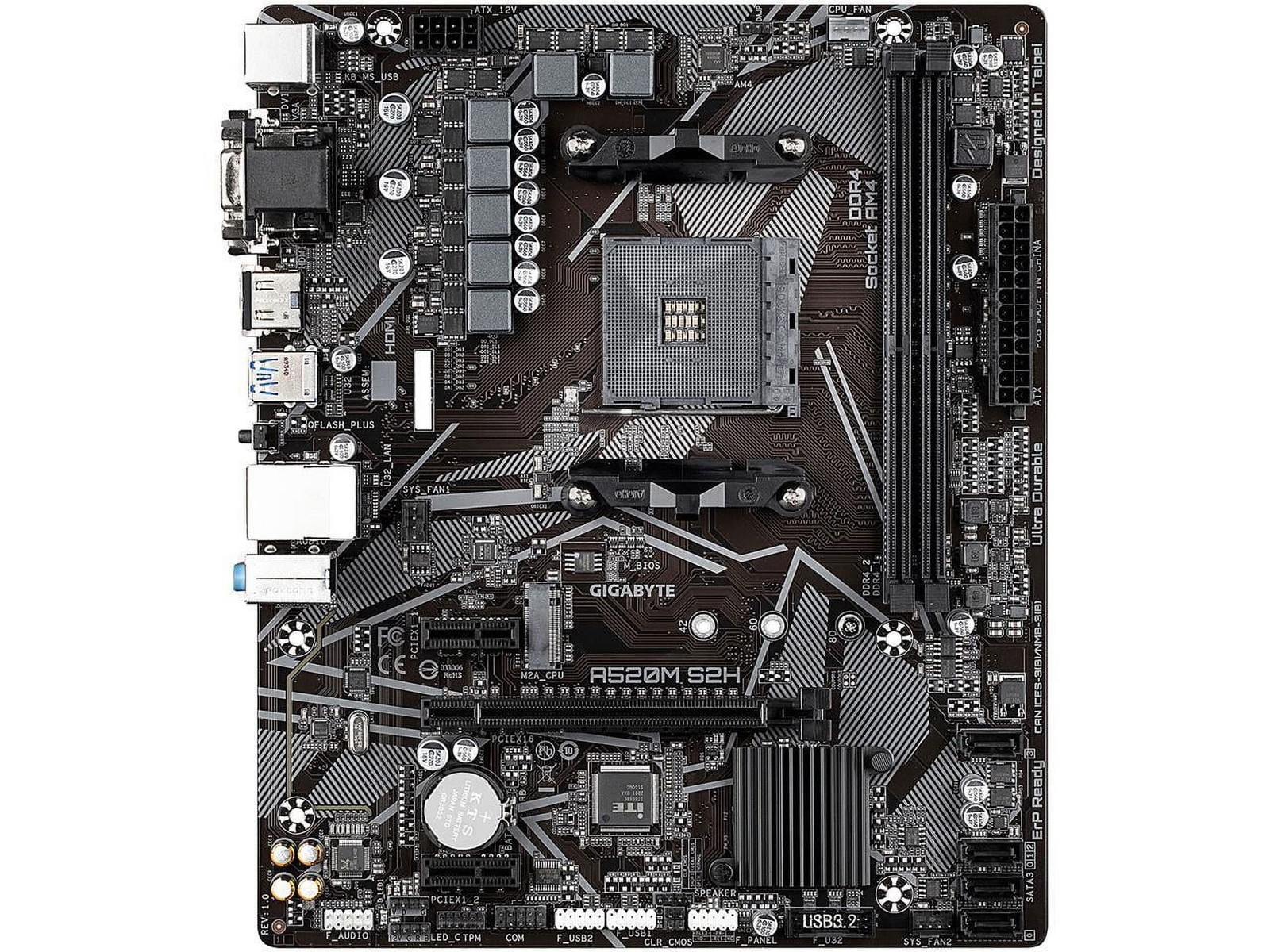Gigabyte A520M S2H (AMD Ryzen AM4/MicroATX/4+3 Phases Digital PWM/Gigabyte Ga...