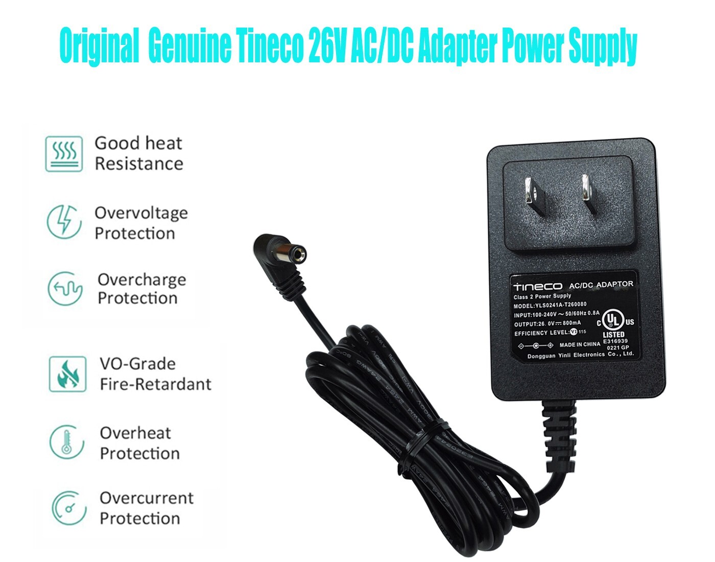 Genuine Tineco YLS0241A-T260080 T260060 Vacuum Battery Charger 26V AC/DC Adapter