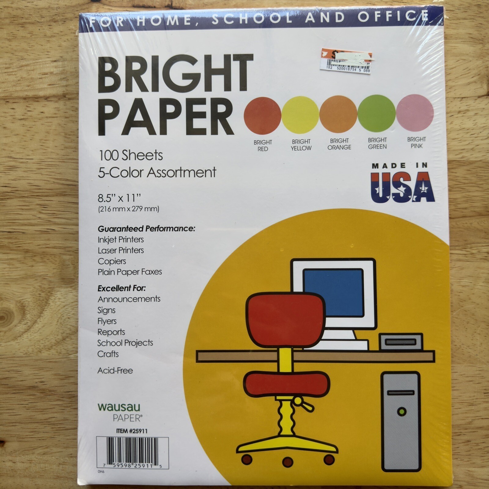 Wausau Multi-Use Printer Paper Letter Size 8 1/2" x 11" Pastel Colors NEW Sealed