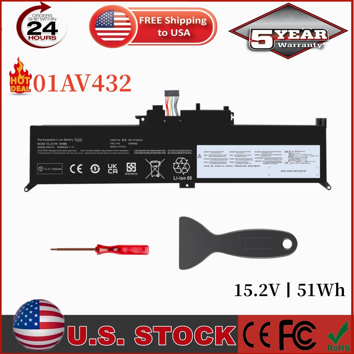 01AV432 01AV433 01AV434 00HW026-27 Laptop Battery for Lenovo ThinkPad Yoga 260