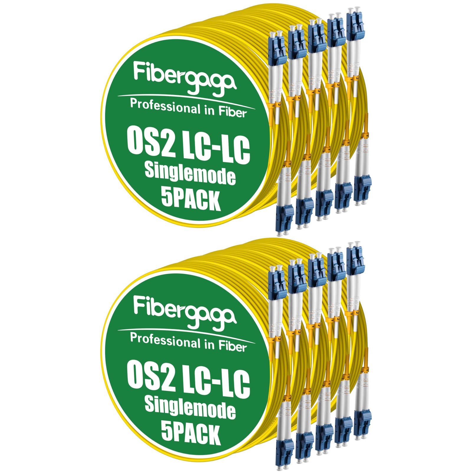 Fibergaga OS2 LC to LC Single Mode Fiber Patch Cable 10M (33ft) 10-Pack