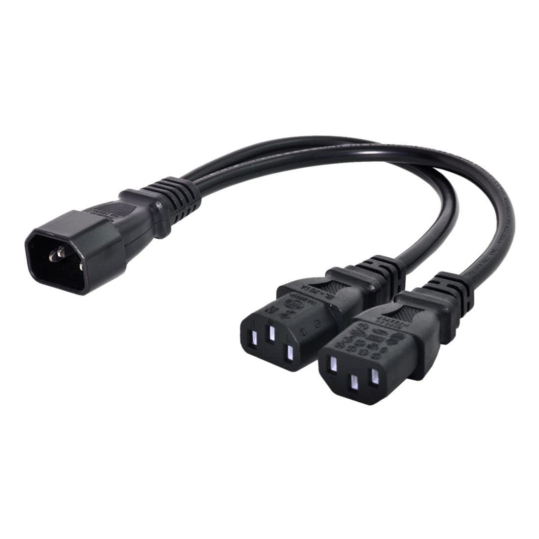 IEC 320 C14 Male 1 to 2 C13 Female Y Splitter Power Extension Cable Adapter 1...