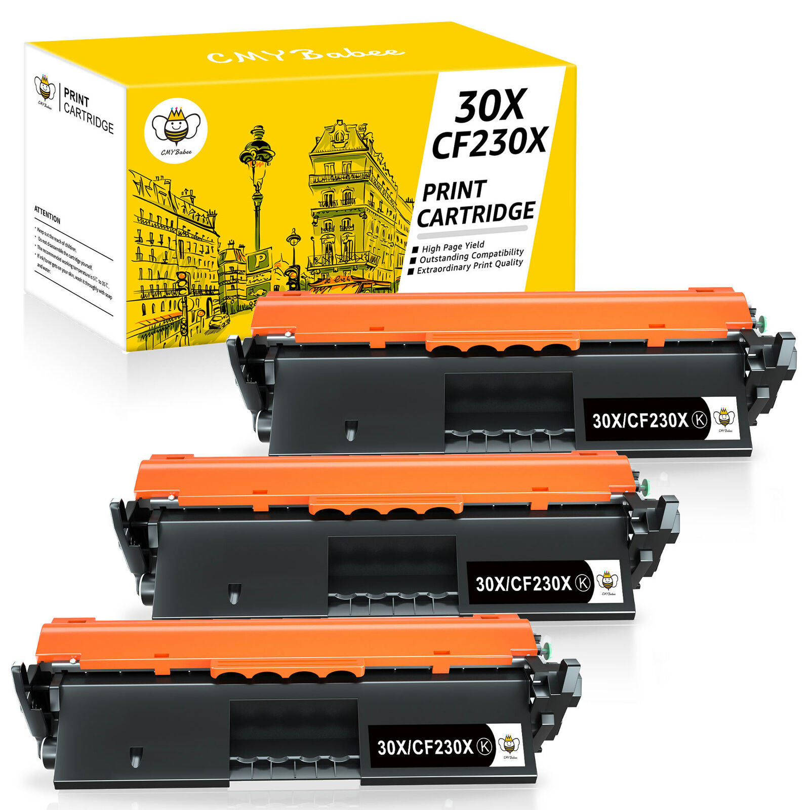 3x CF230X 30X Toner Cartridge Compatible For HP LaserJet M203d Pro MFP M227d 