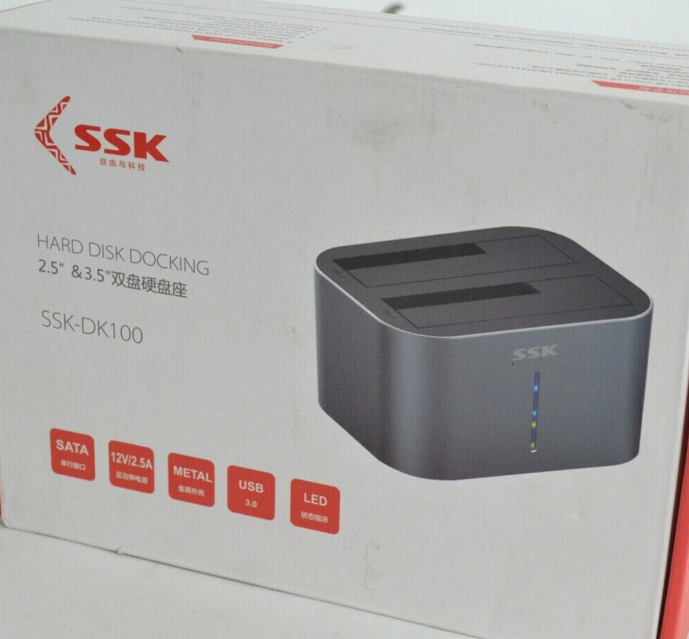 SSK Dual Bay Hard Disk Docking Station for 2.5" & 3.5" Internal Hard Drives SSK