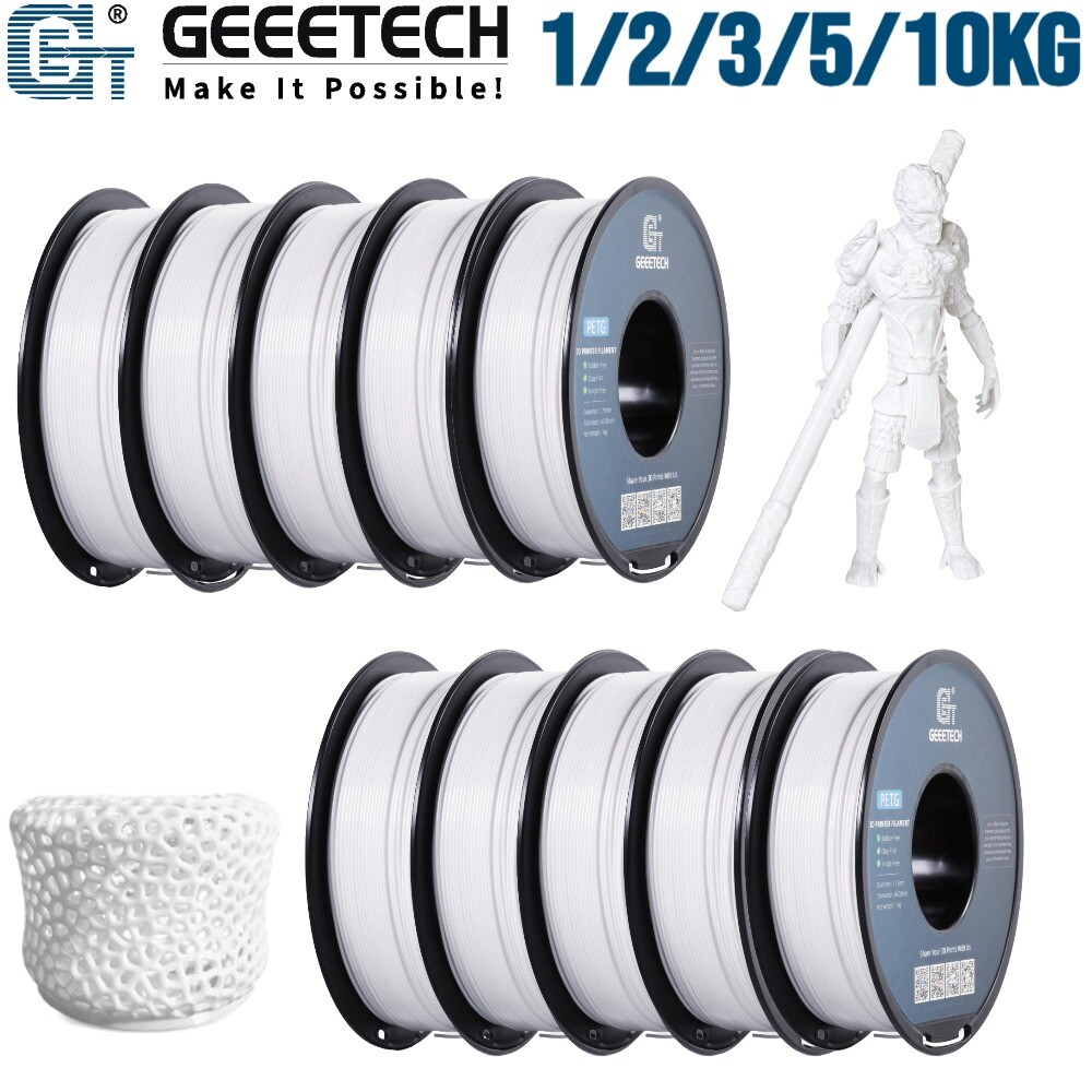 1/2/3/5/10KG GEEETECH PETG White 3D Printer Filament 1.75mm 1kg Consumables Lot