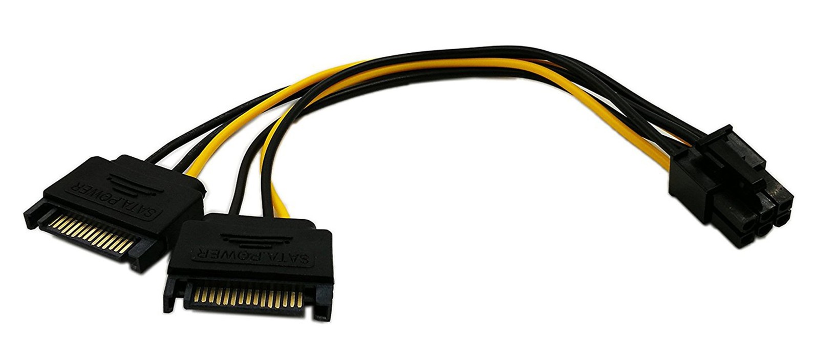 6-Inch 6 Pin PCI to 15Pin SATA Power Splitter Express Video Card Power Cable ...
