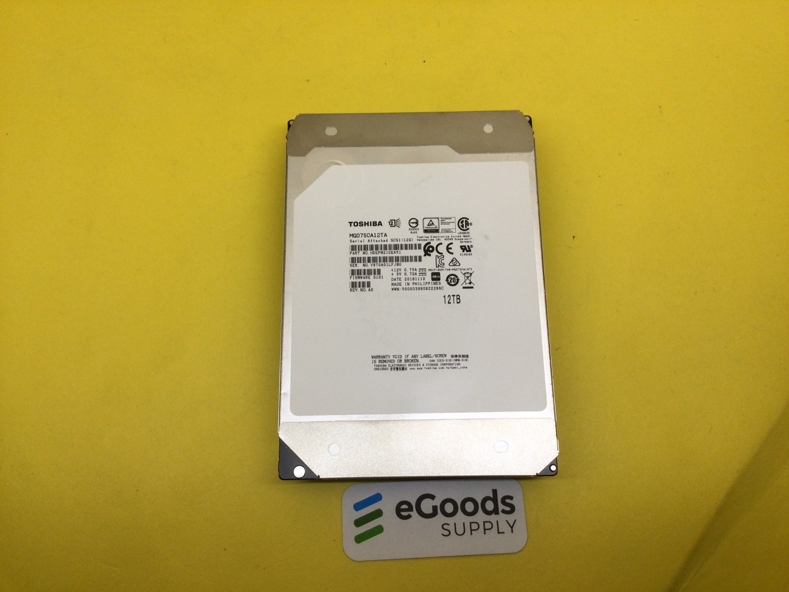 Toshiba 12TB 7200 RPM SAS 12Gbps 3.5'' 4Kn HDD MG07SCA12TA