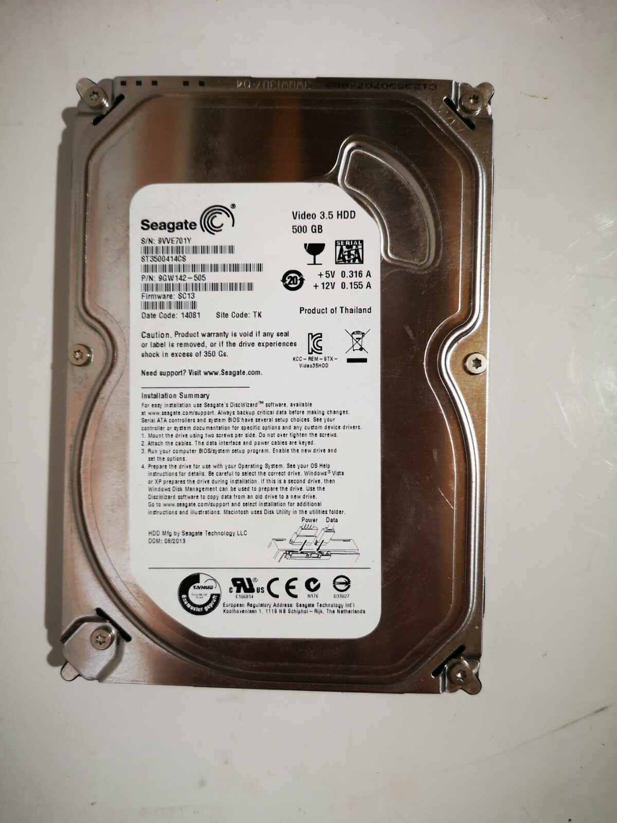 Segate ST3500414CS 500 GB Hard Drive