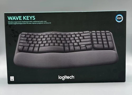 Logitech Wave Keys Bluetooth Keyboard - Black: Ergonomic Design, Wrist Rest