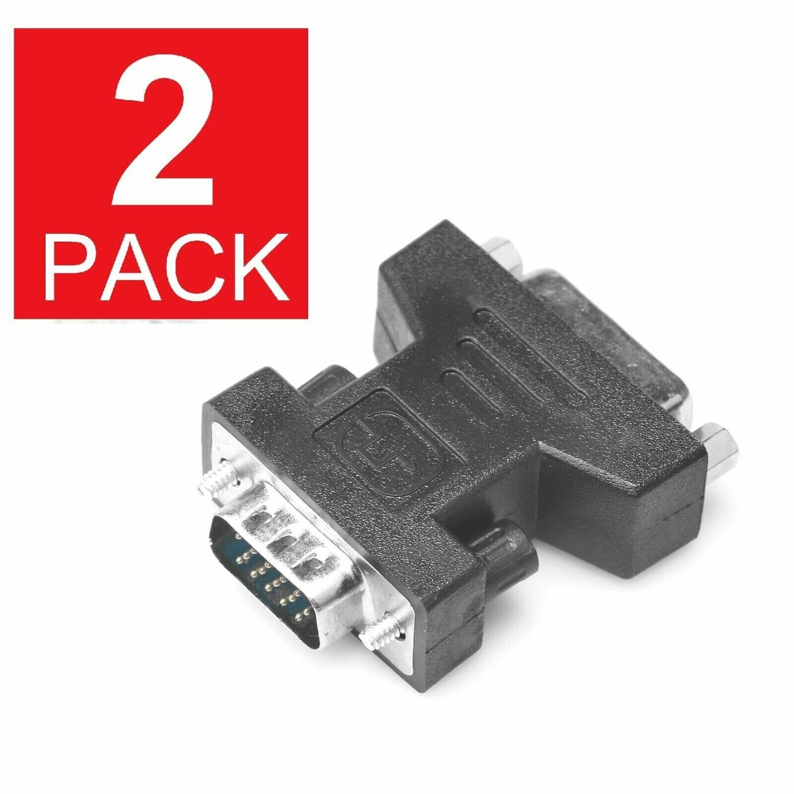 2-Pack DVI-I Female Analog(24+5) to VGA Male(15-pin) Connector Adapter dual link
