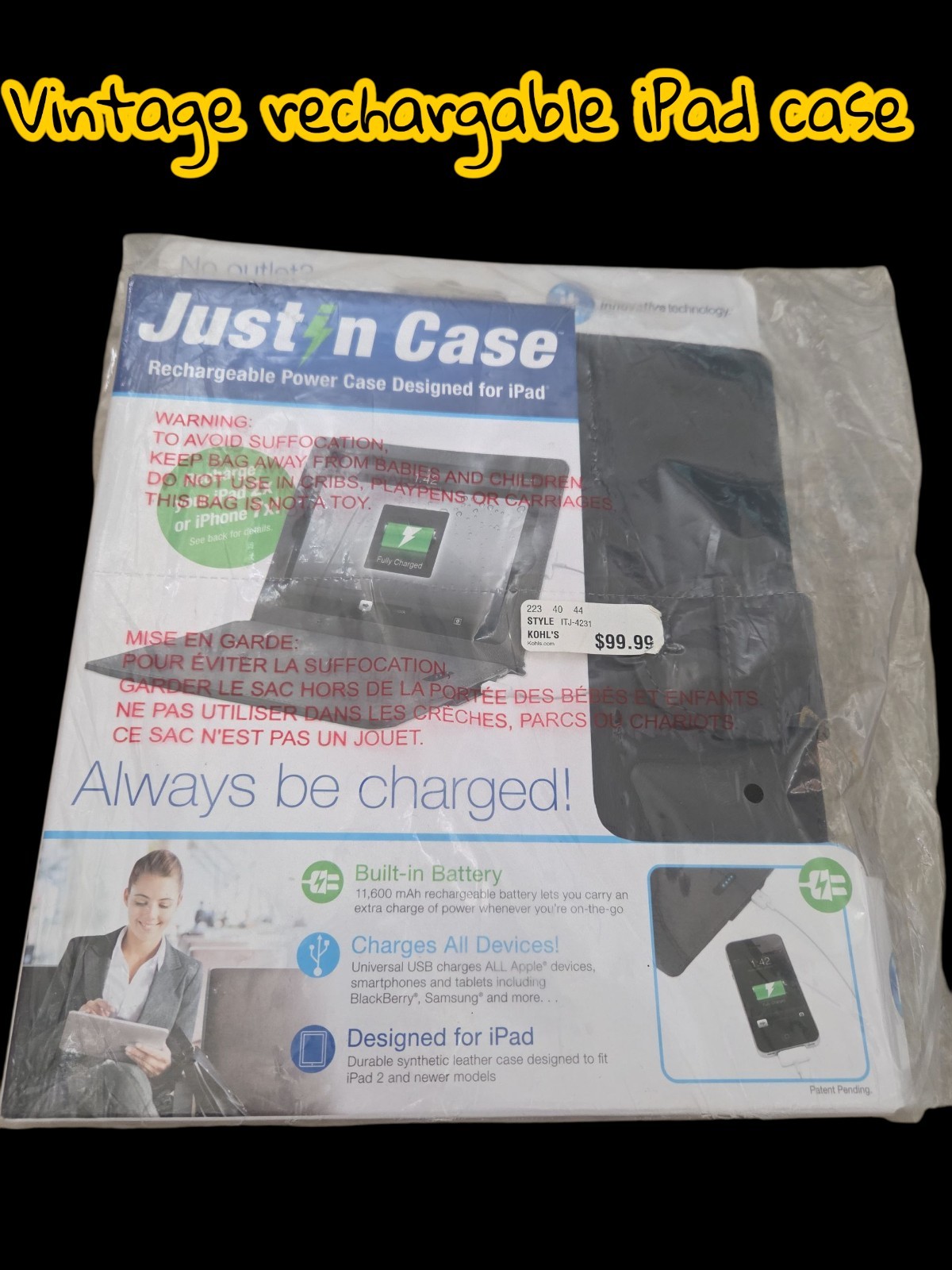 Just In Case Rechargable Power Case Designed For Ipad Or Iphone Vintage