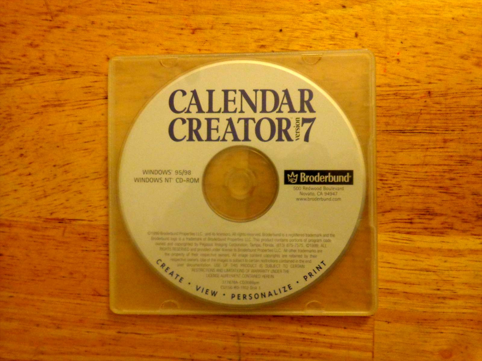 Broderbund Calendar Creator 7 For Windows  XP/VISTA/WINDOWS 7/8.1/10 (NEW)