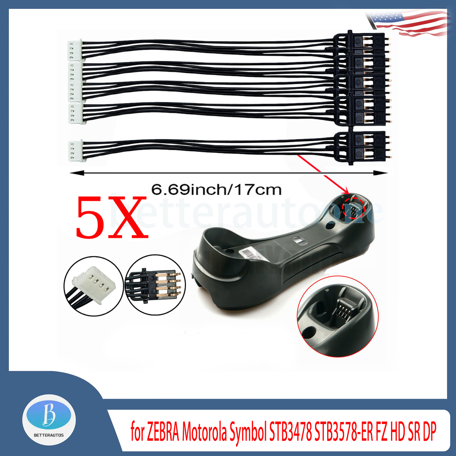 5Pcs Cradle Connector for ZEBRA for Symbol STB3478 STB3578-ER FZ HD SR DP
