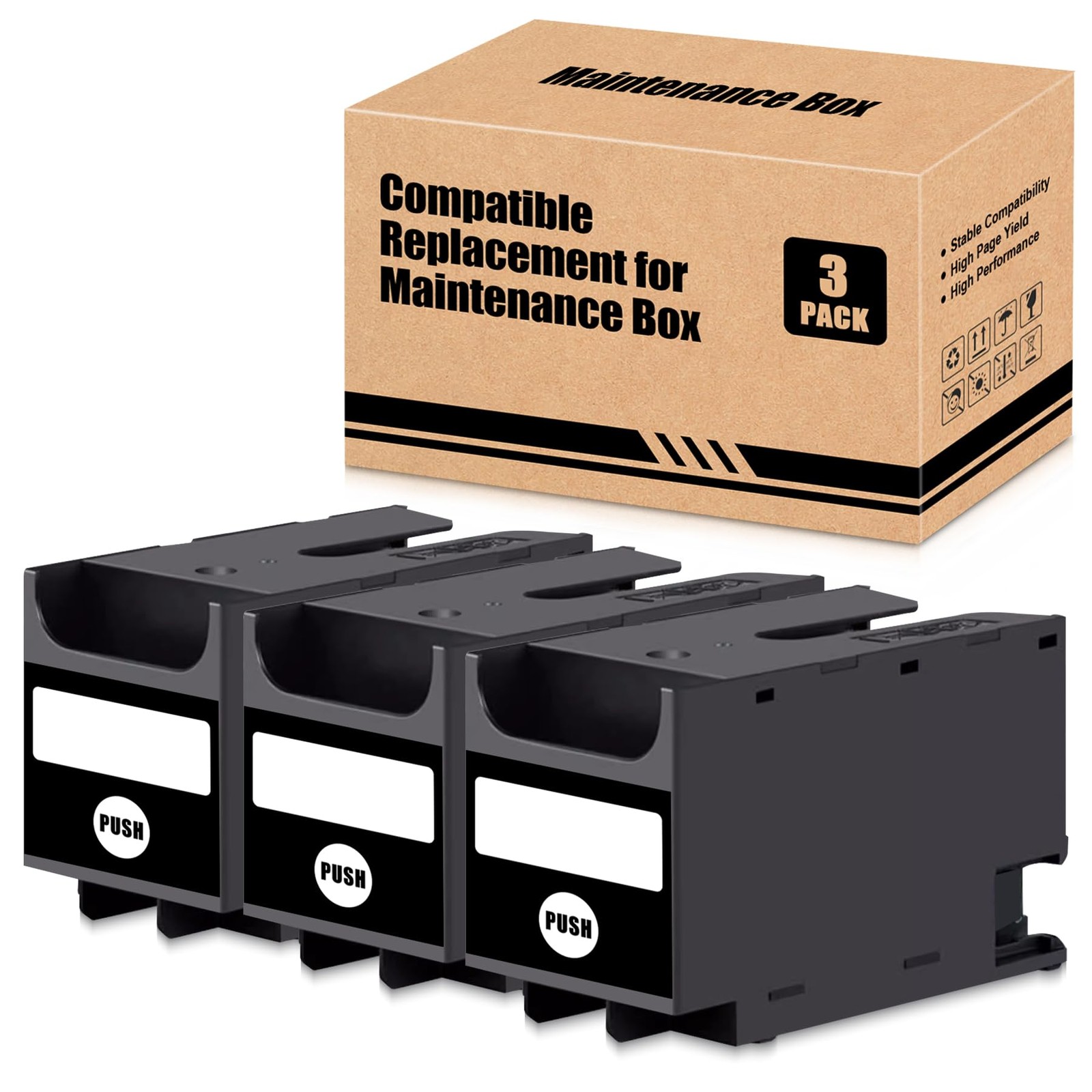 3Pack T6715 6716 Ink Maintenance Box Replacement Fits Epson WF3820 WF4820