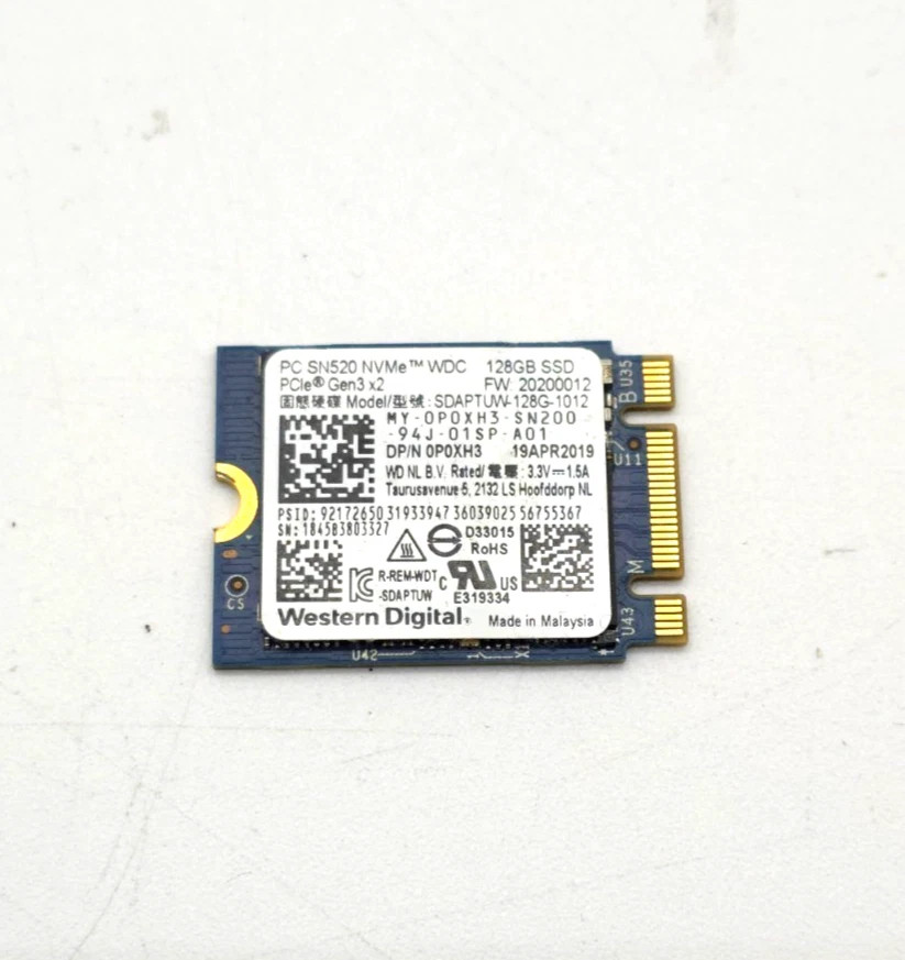 WESTERN DIGITAL 128GB SSD SN520 NVME PCIE GEN3 - BLUE