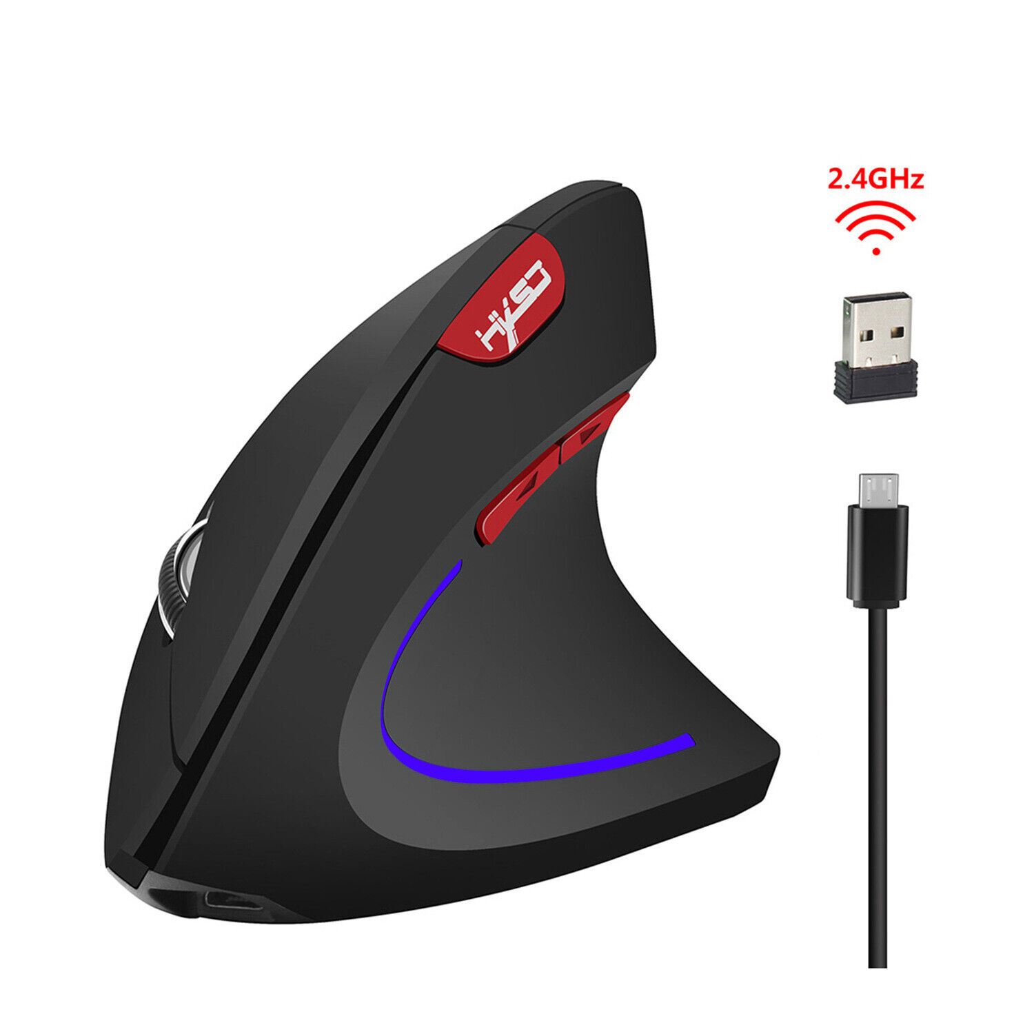 HXSJ USB Wireless Vertical Mice 2.4GHz PC Optical Gaming Mouse Ergonomic 2400DPI
