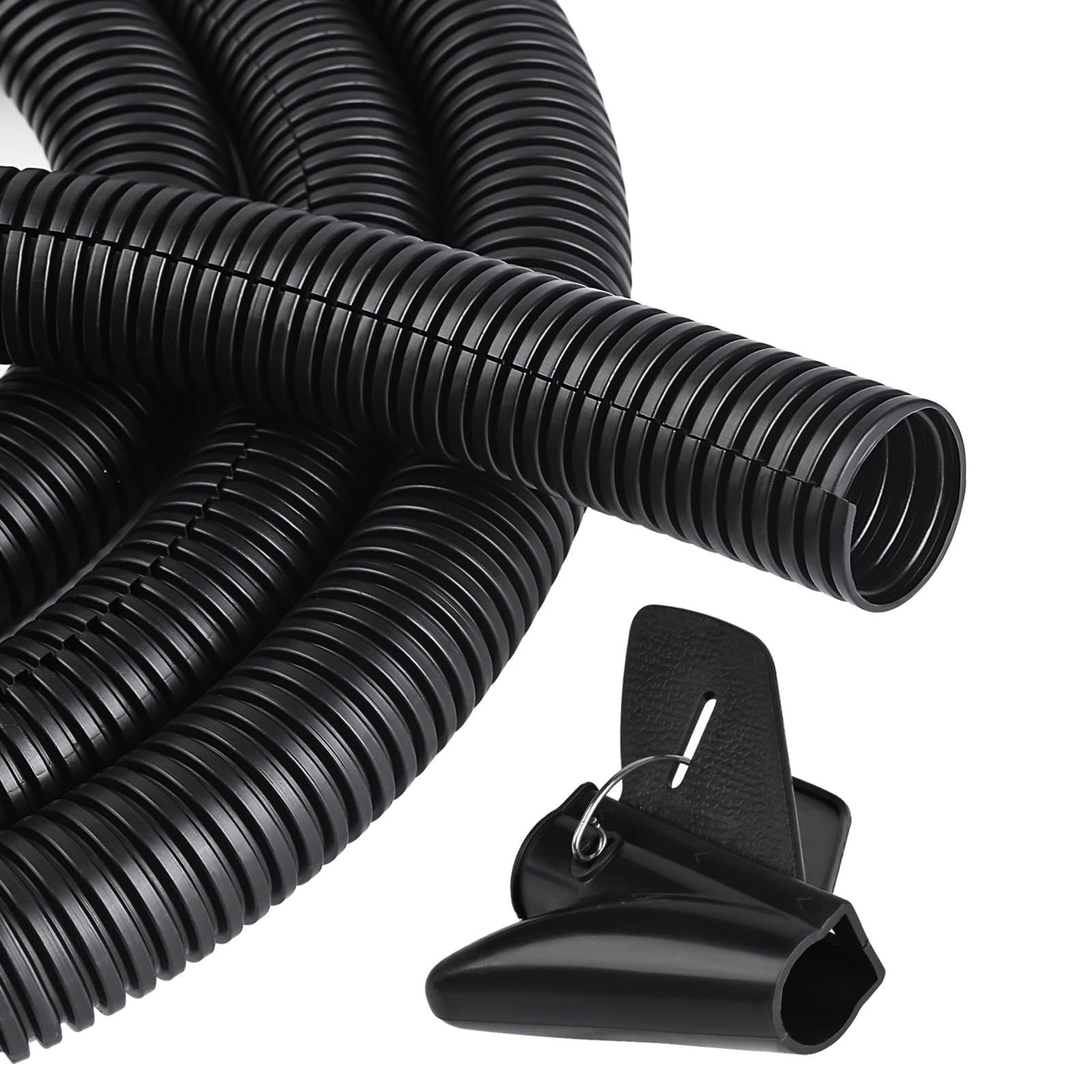 25FT - 1/2 Inch Split Wire Loom with Installation Tool - Black