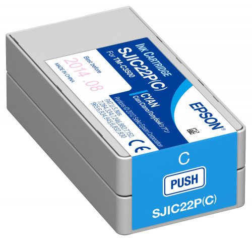 Genuine Epson Ink Cartridge SJIC22P(C) (Cyan) for TM-C3500 New ColorWorks