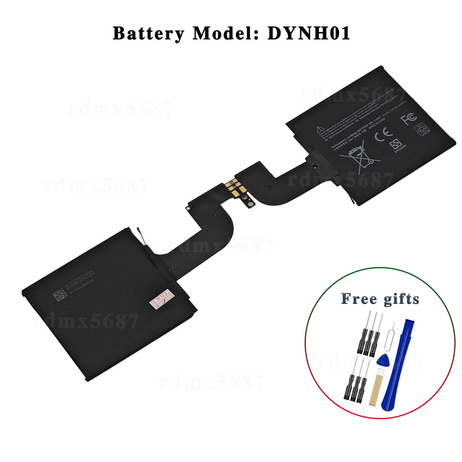 DYNH01 Battery For Microsoft Surface Book 2 1813 1793 2ICP4/75/77 3070mAh +Tool