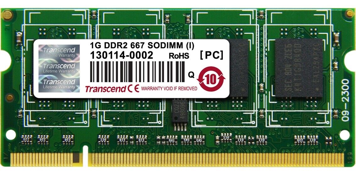 *NEW* Transcend 1GB 667MHz PC2-5300 1Rx8 DDR2 1.8V 200-Pin Laptop SO-DIMM Memory