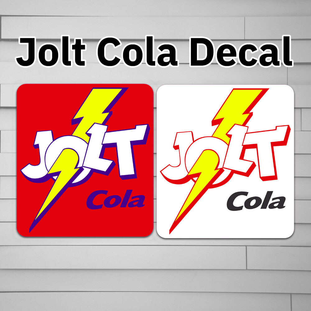 Jolt Cola Decal (vinyl Sticker, Car laptop window tumbler water bottle) caffeine