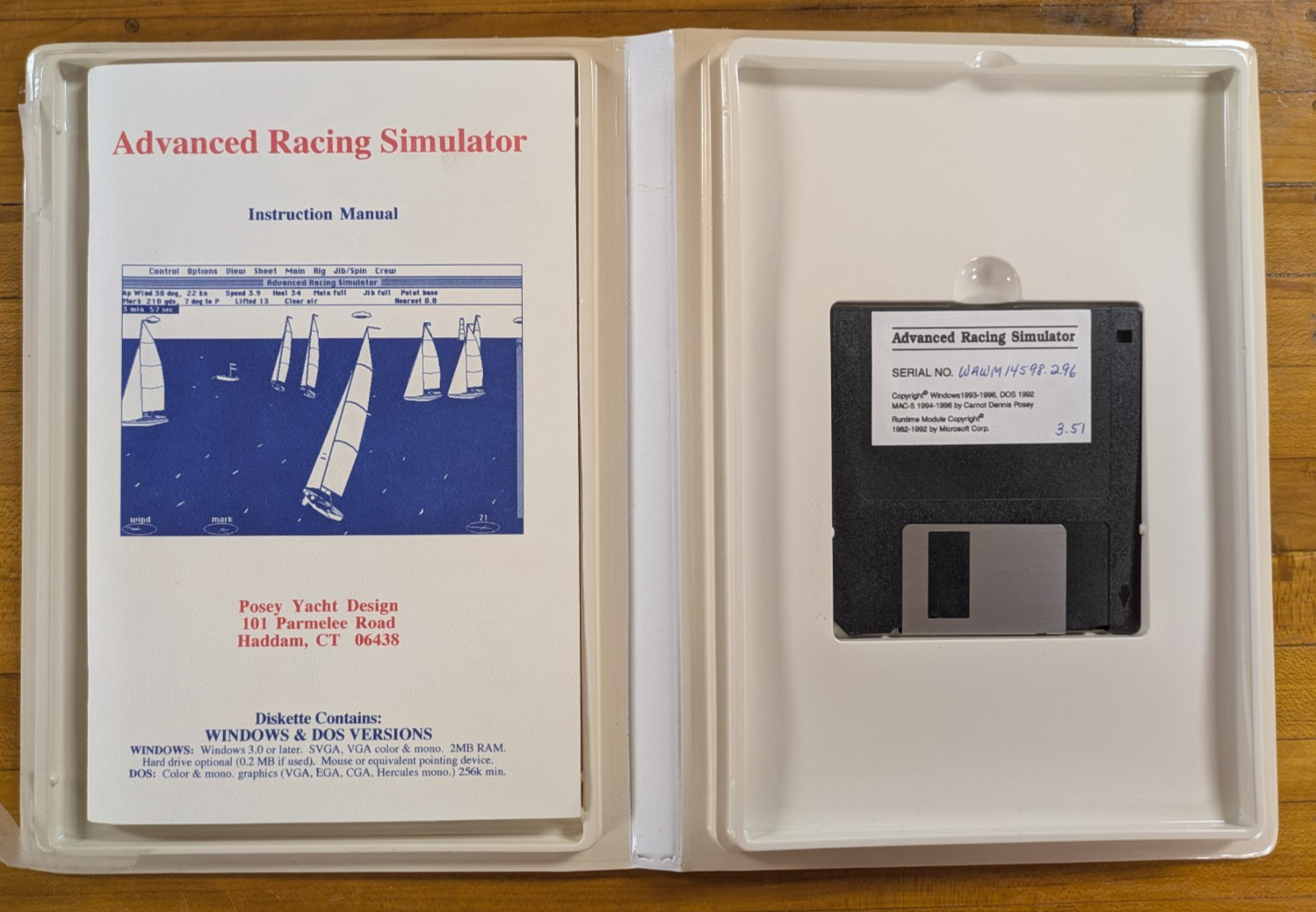 RARE Posey Yacht Design Advanced Racing Simulator Windows DOS 3.5" w/ Manual