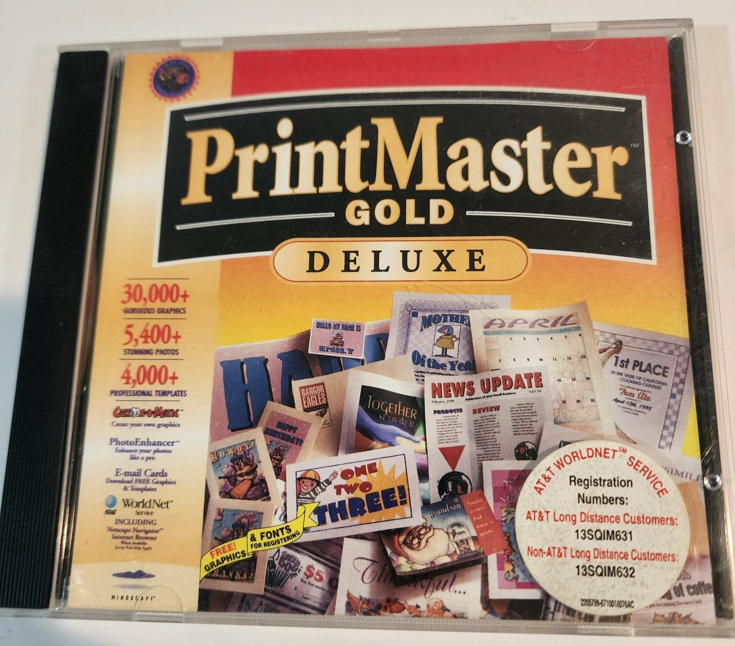 PrintMaster Gold Deluxe v4.0 CD-ROM (1997) Mindscape Windows 95 3.1 Vintage