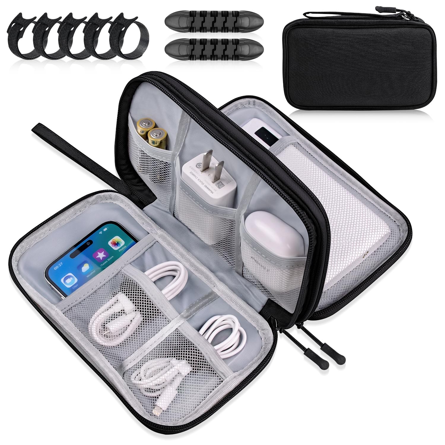 CNPOP Electronics Organizer Travel Case, Accessories Medium, Black-B