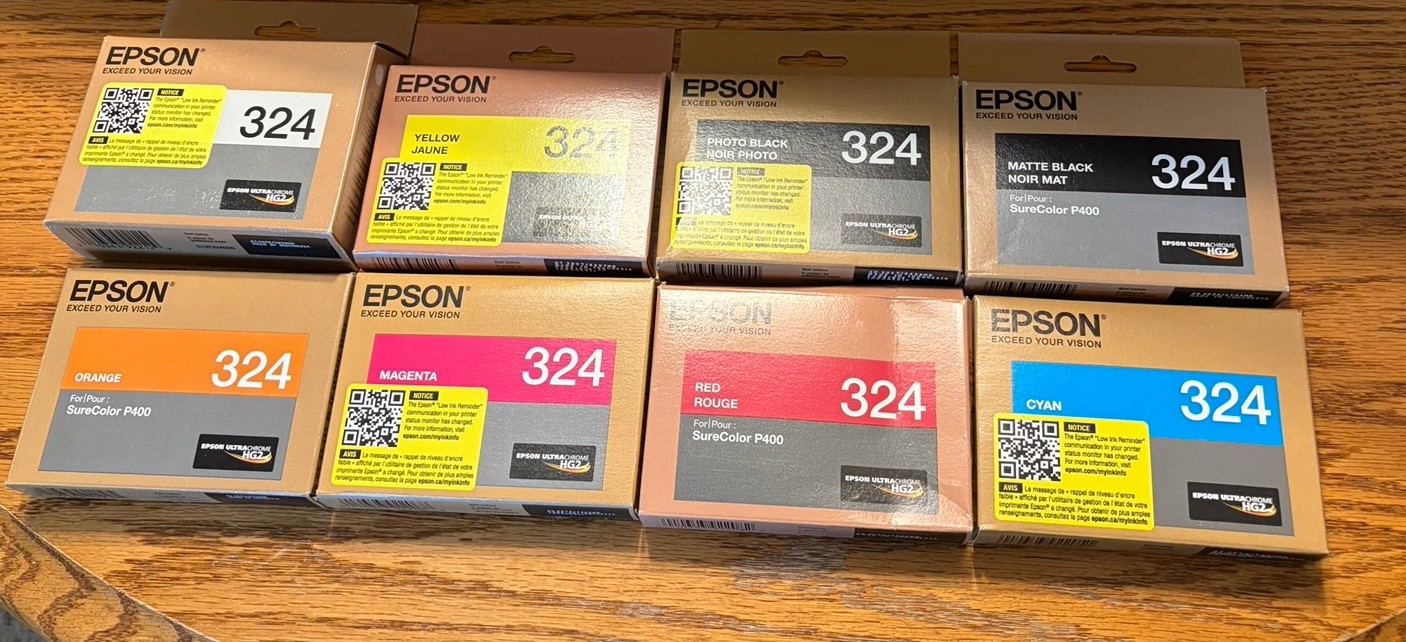 Genuine EPSON T324 Ink Cartridges for Epson SureColor Printer Full Set 8 Pcs