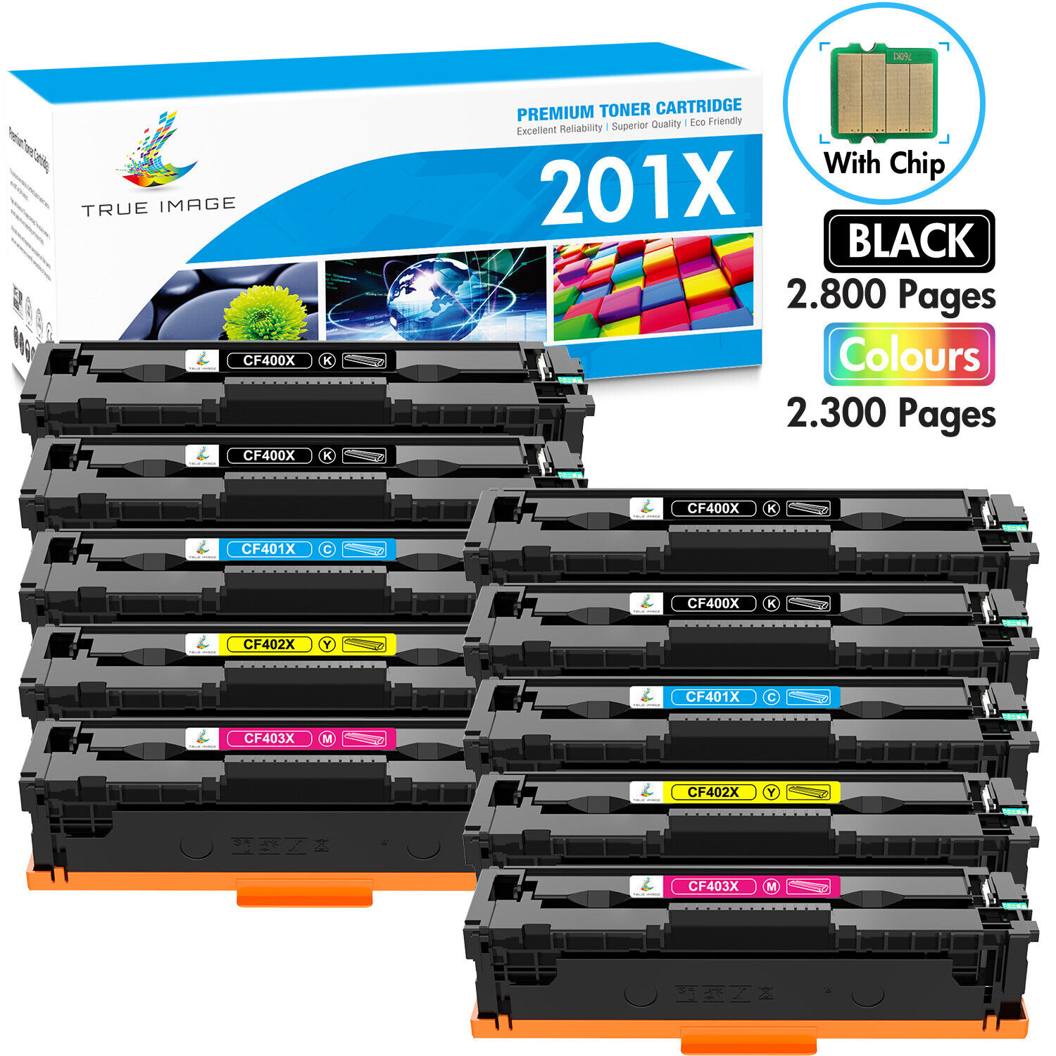 10PK Black Toner for HP 201X CF400X LaserJet Pro MFP M277dw M252 M252dw M277c6