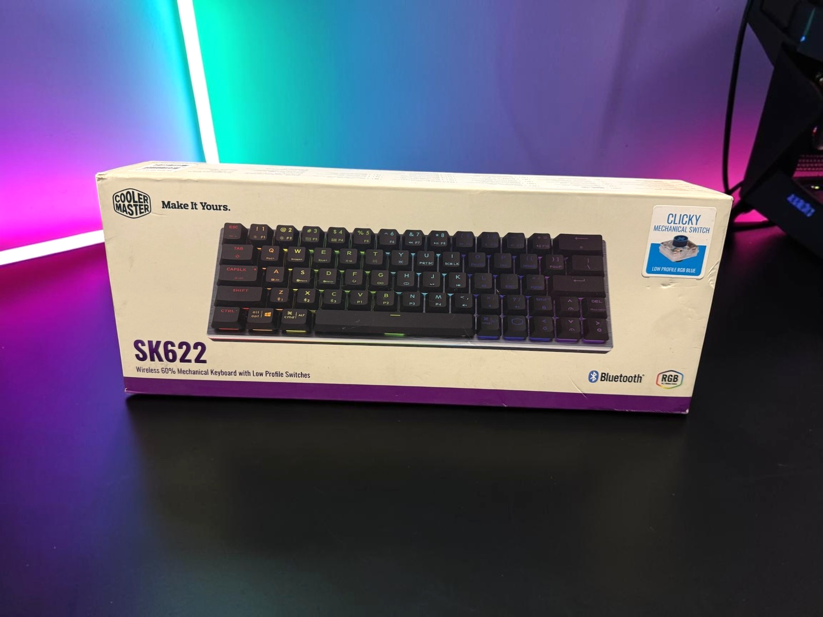 Cooler Master SK622 Wireless 60% Mechanical Keyboard w/Low Profile RGB Clicky