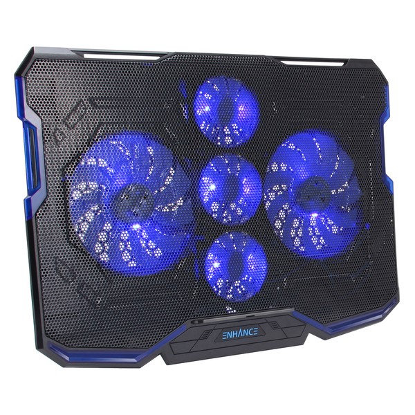 Enhance Engxc20100Blws Cryogen 2 Laptop Cooling Pad With 5 Fans, Rgb Lighting,