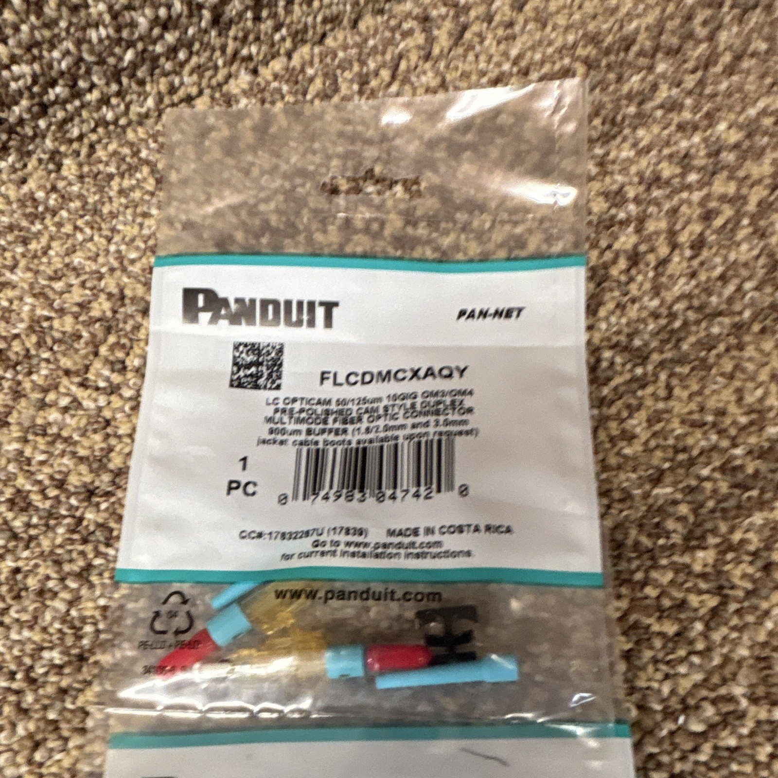 Total of 10 Panduit FLCDMCXAQY OM3 Duplex LC . 5 packages 2 pc per package