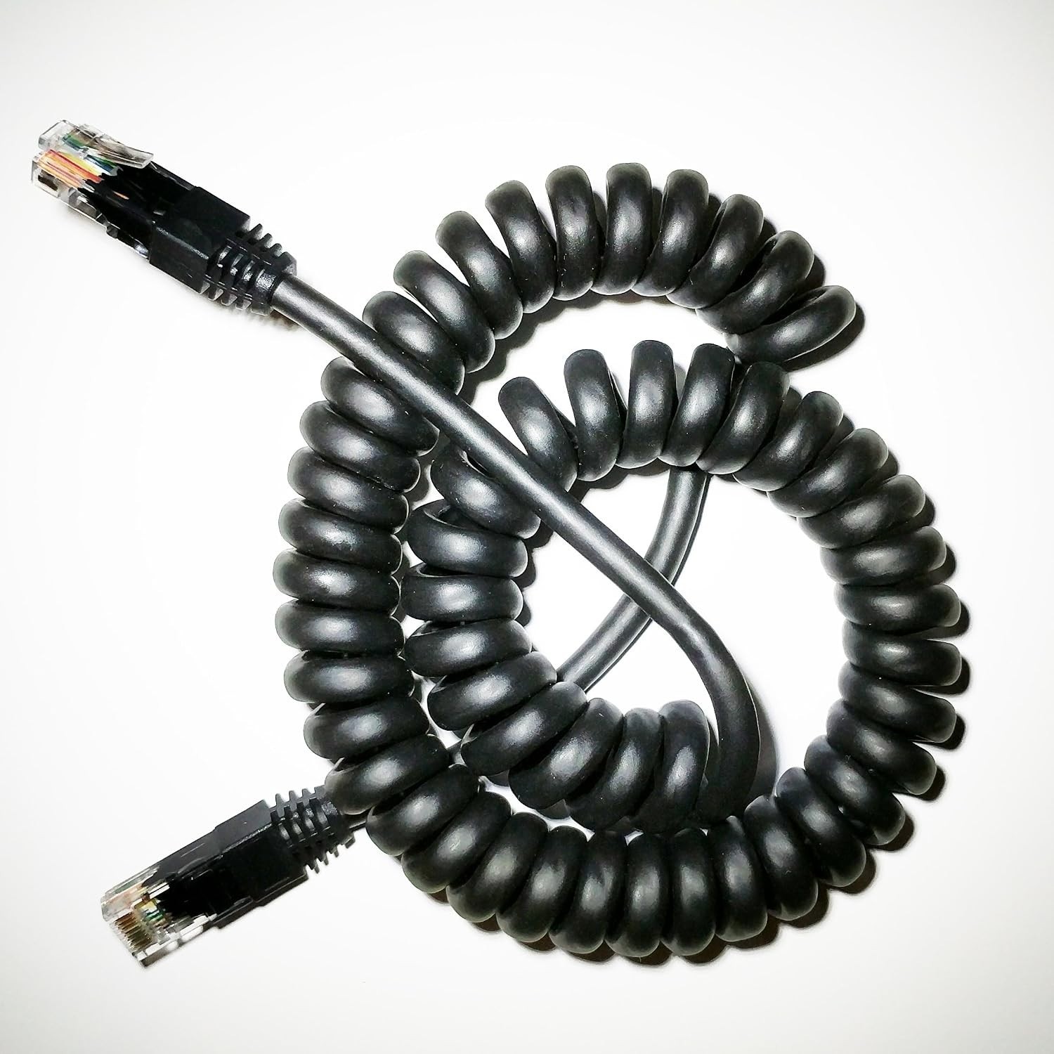 24AWG Spiral-Coiled Ethernet Cat5e Cable 4-15 Feet Network Cord Retractable