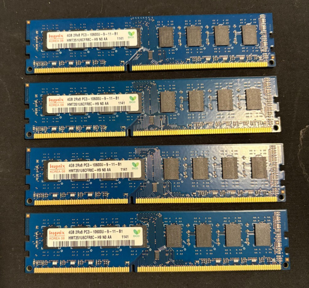 Desktop Memory RAM Hynix 4PCS 4GB 2RX8 PC3-10600U 240PIN DDR3 1333MHz DIMM