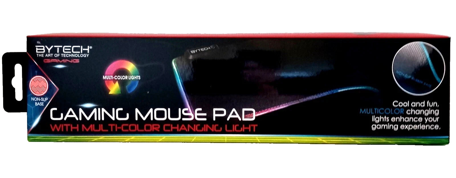 BYTECH Gaming Mouse Pad w/ Multi-Color Changing Light - Non-slip, Black