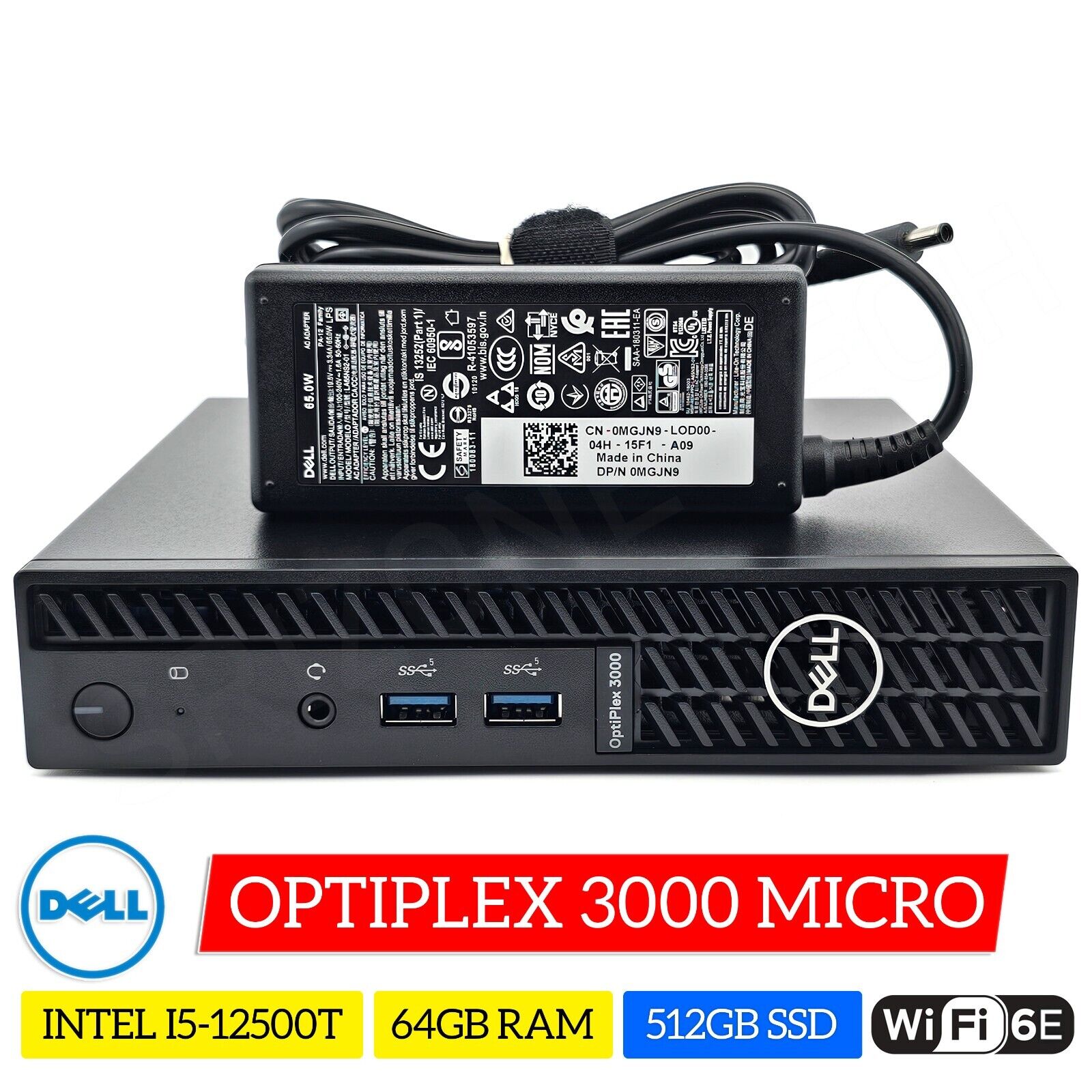 Dell Optiplex 3000 Micro Intel Core i5-12500T 64GB 512GB SSD Win 11 Pro WiFi