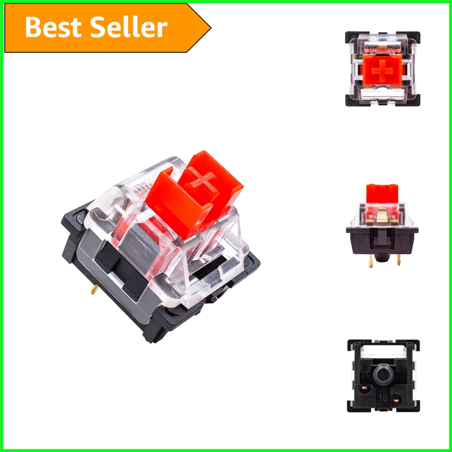 Dustproof 3-Pin Red Linear Switches for Mechanical Keyboards - 32 Count