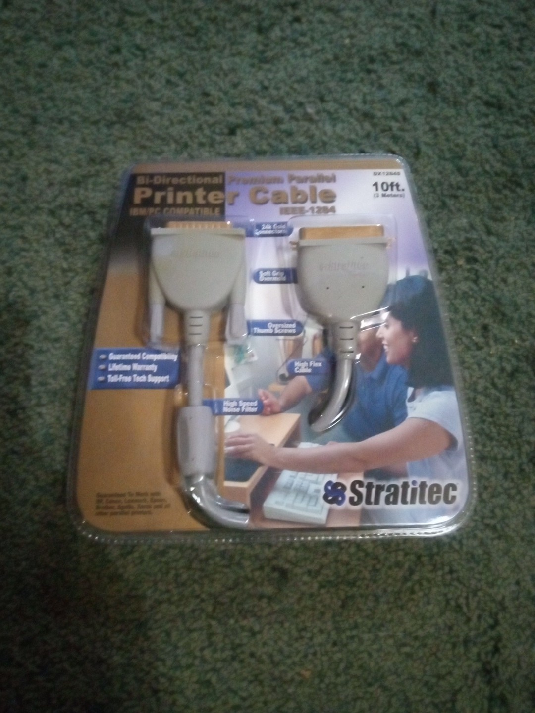 Stratitec Bi-directional Printer Cable IBM/PC Compatible Perfect Unused 10ft Htf
