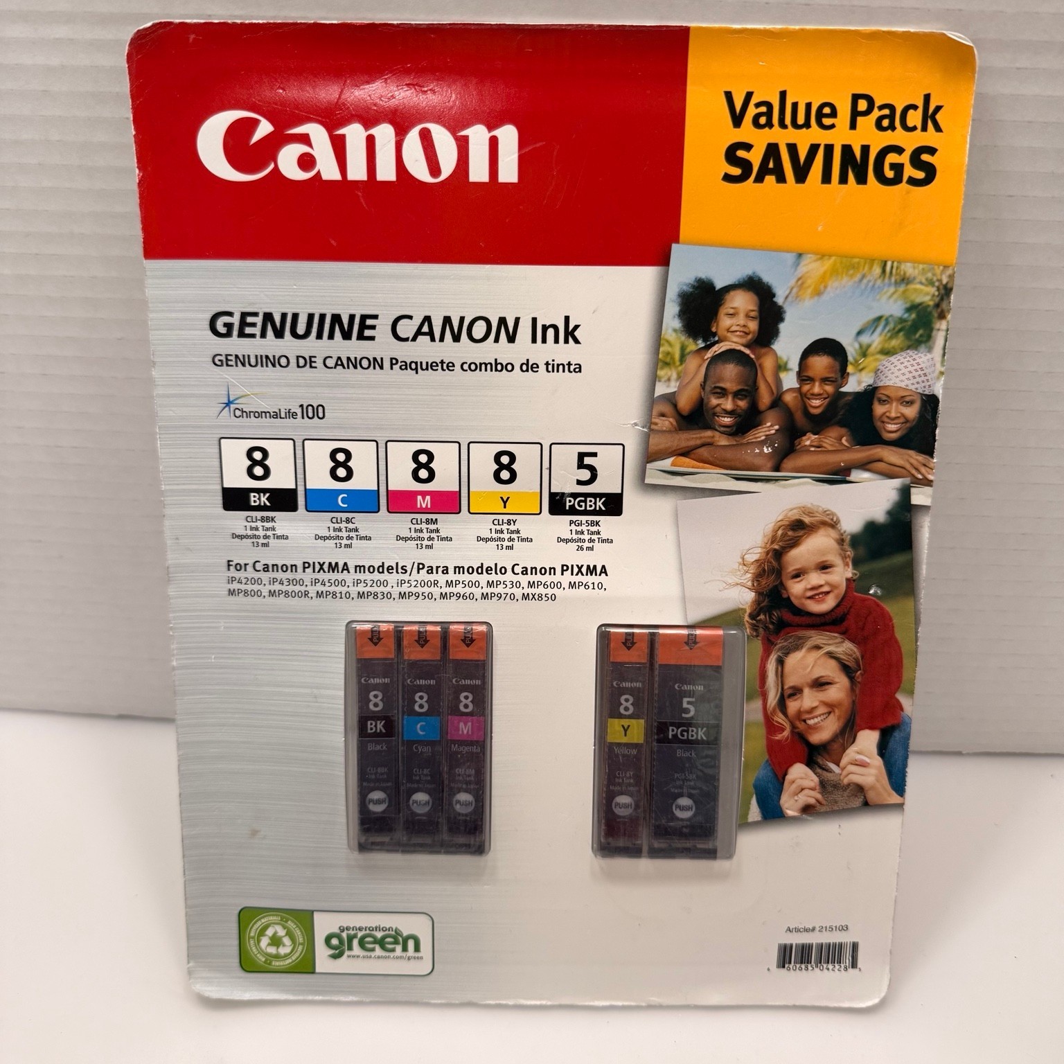 Genuine Canon CLI-8 PGI-5 Ink 5 Cartridge Value Pack Sealed OEM