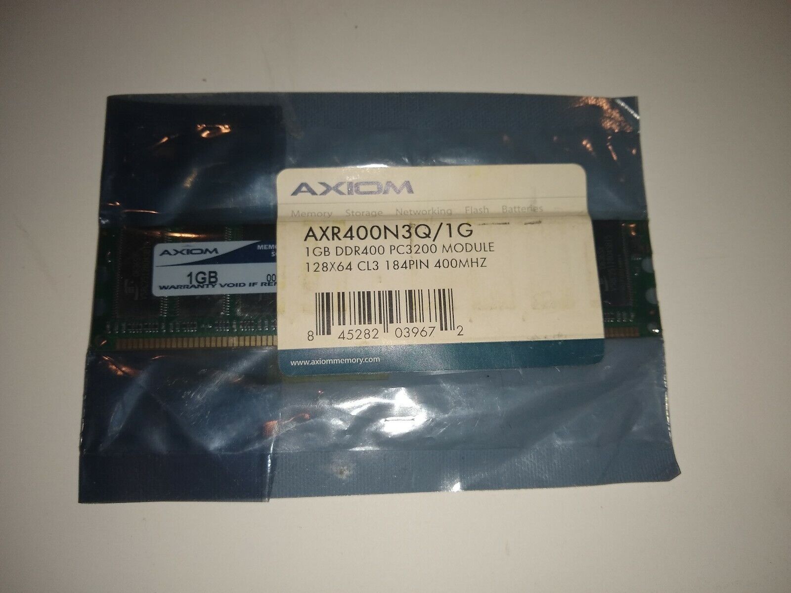 Axiom AXR400N3Q/1G Axiom 1GB DDR SDRAM Memory Module -1GB - 400MHz DDR400/PC3200
