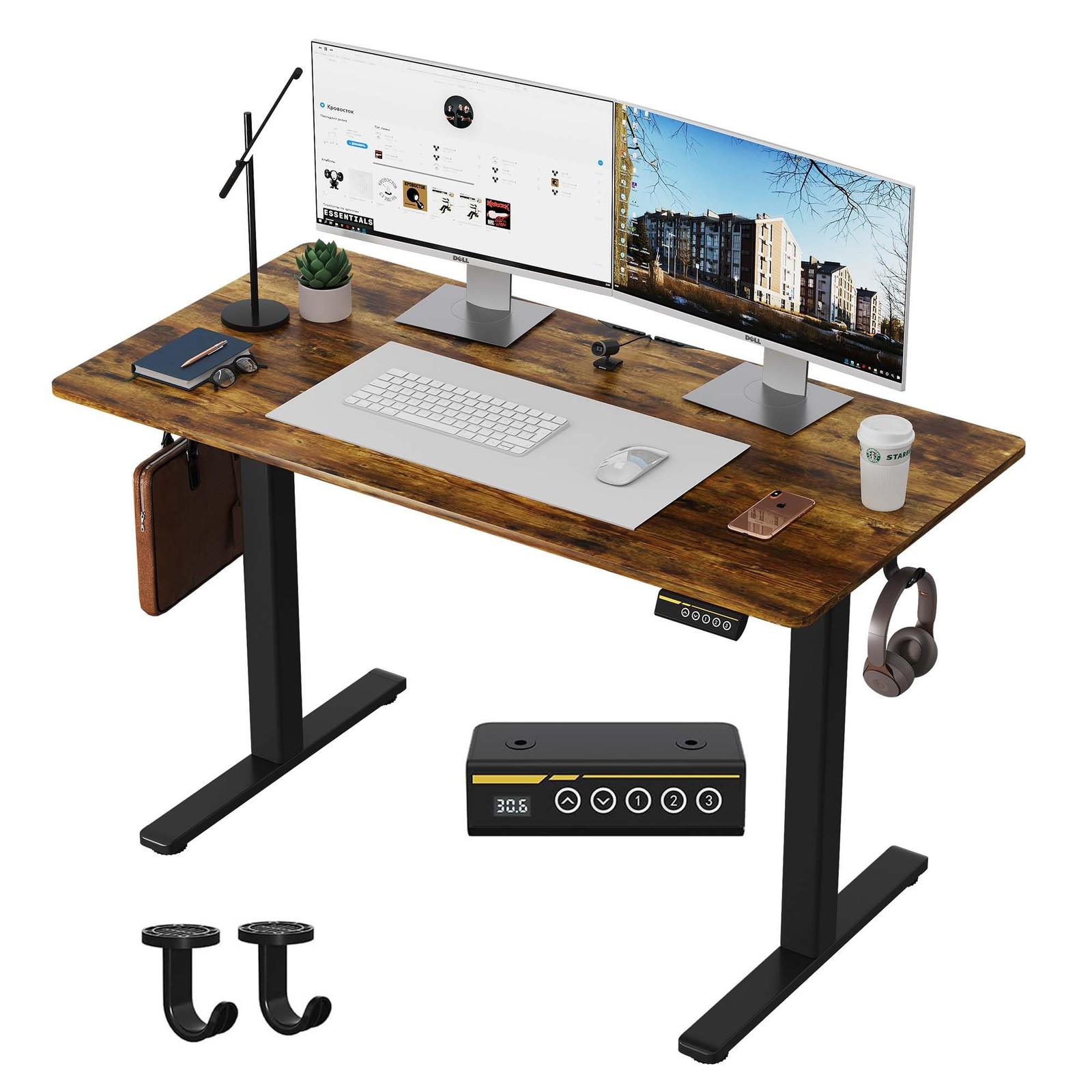 Electric Standing Desk Adjustable Height Sit Stand 48x23.6 Brown YBL ESD Gamork