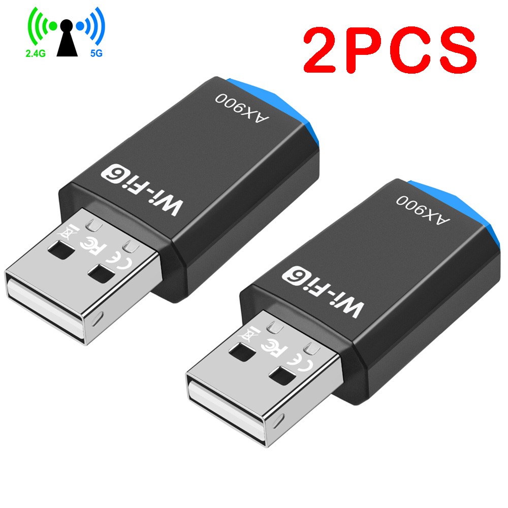 2Pcs USB WiFi 6 Adapter Wireless Network Dongle 802.11ax 900Mbps Dual Band 5Ghz