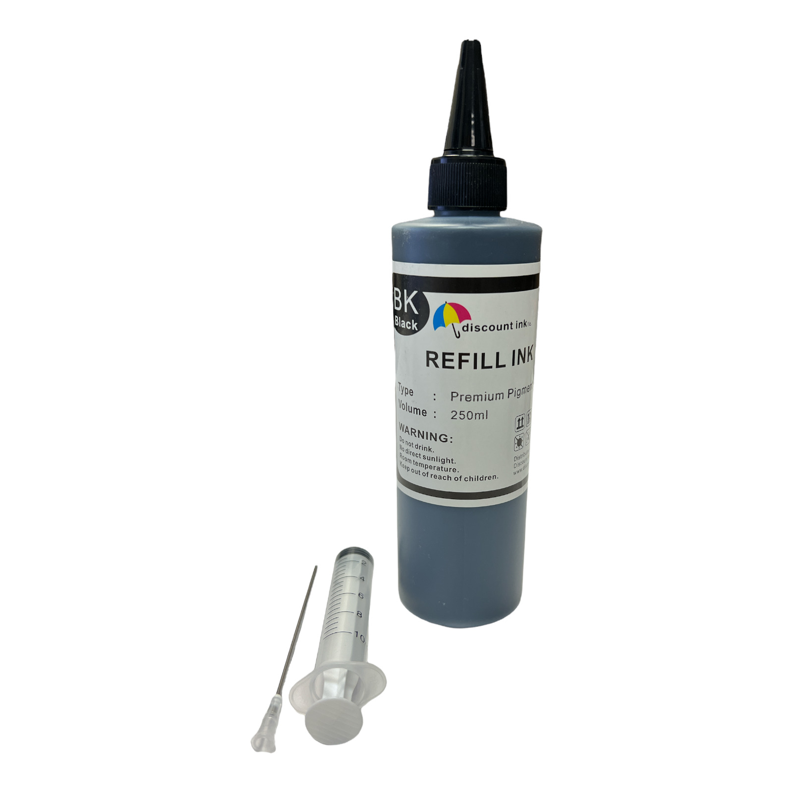 250ml Pigment Black bulk refill ink for Canon Refillable Cartridges, CISS CIS