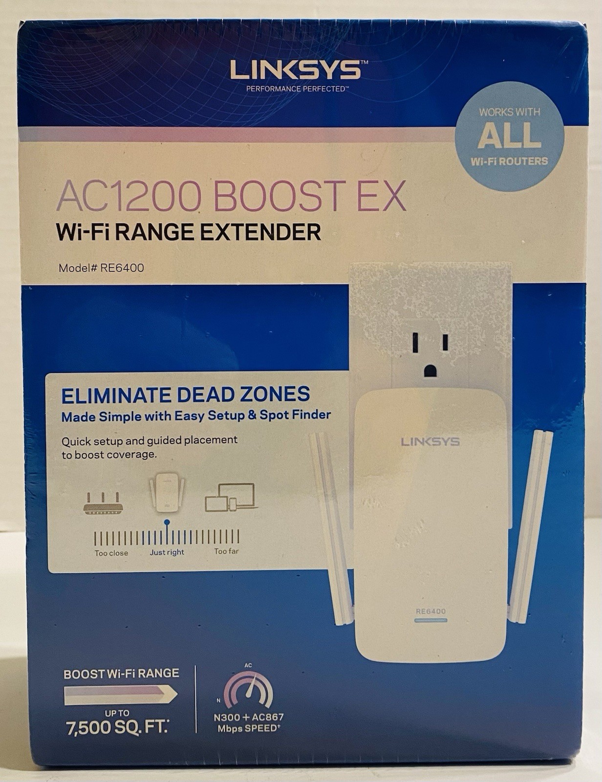 NEW in BOX Linksys AC1200 BOOST EX Wi-Fi Range Extender RE6400 Dual-Band White